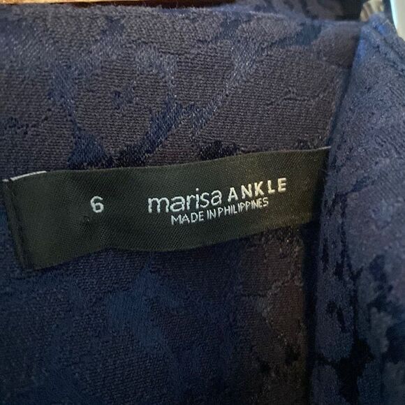 Ann Taylor Loft Marisa Womens Ankle Navy Blue Textured Animal Print Pants - Picture 11 of 16